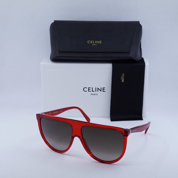 ?️ New Celine CL40006I 66K Sunglasses - Red Frame, Grey Lenses main image 8